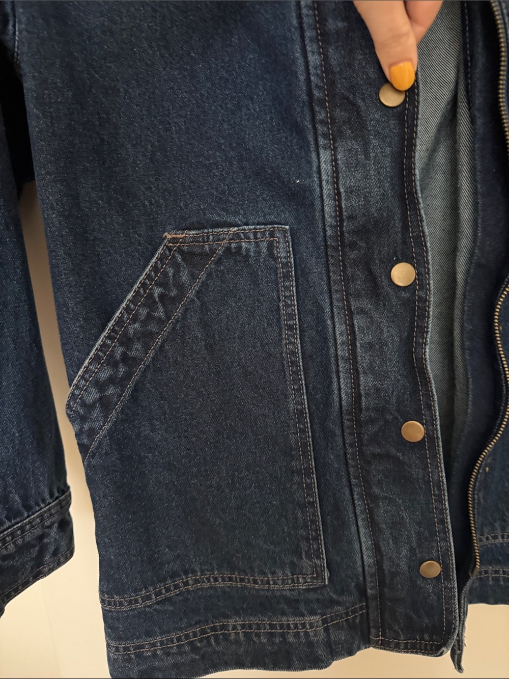 Women's Dark Blue Barn Denim Jacket - Picture 4 of 5